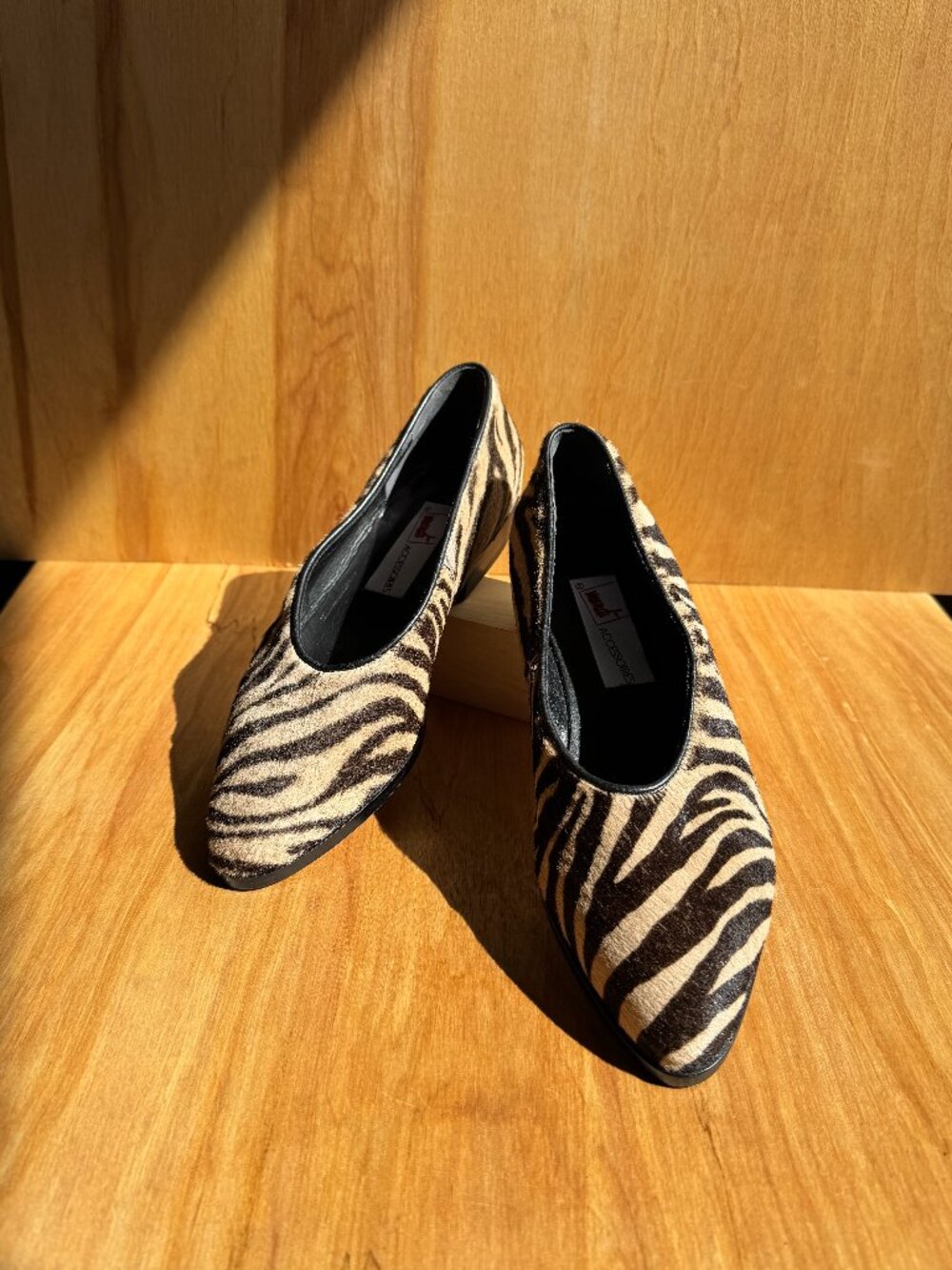 Zebra Print Calf Hair Slip On Flats
